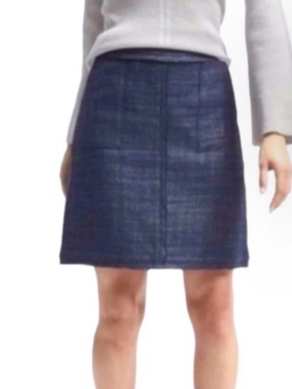 Banana Republic Women’s Tweed Frayed Cotton Pocket Mini Skirt Size 8 Navy